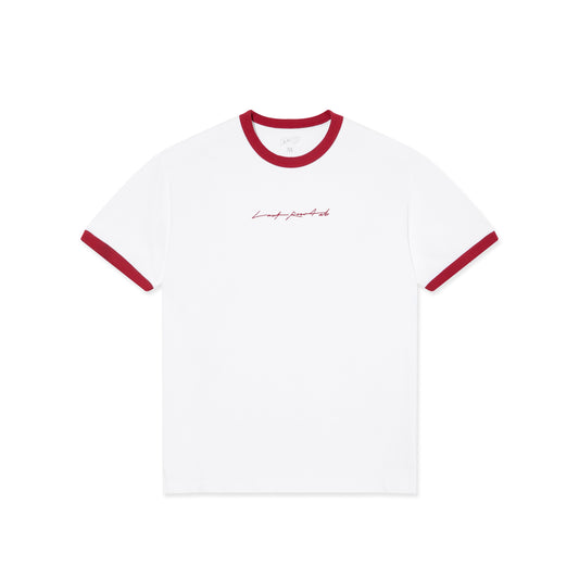 Signature Ringer SS Tee (White/Old Red)